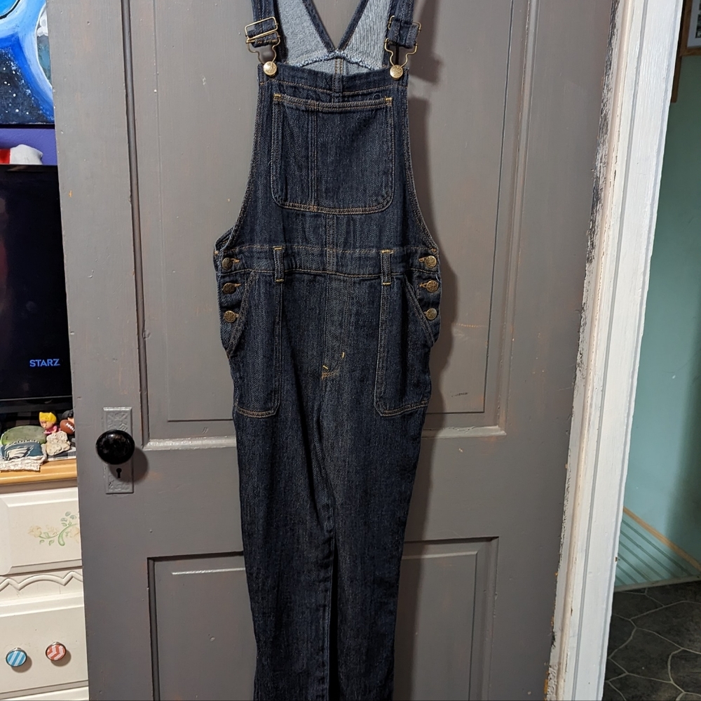 Dark jeans overalls